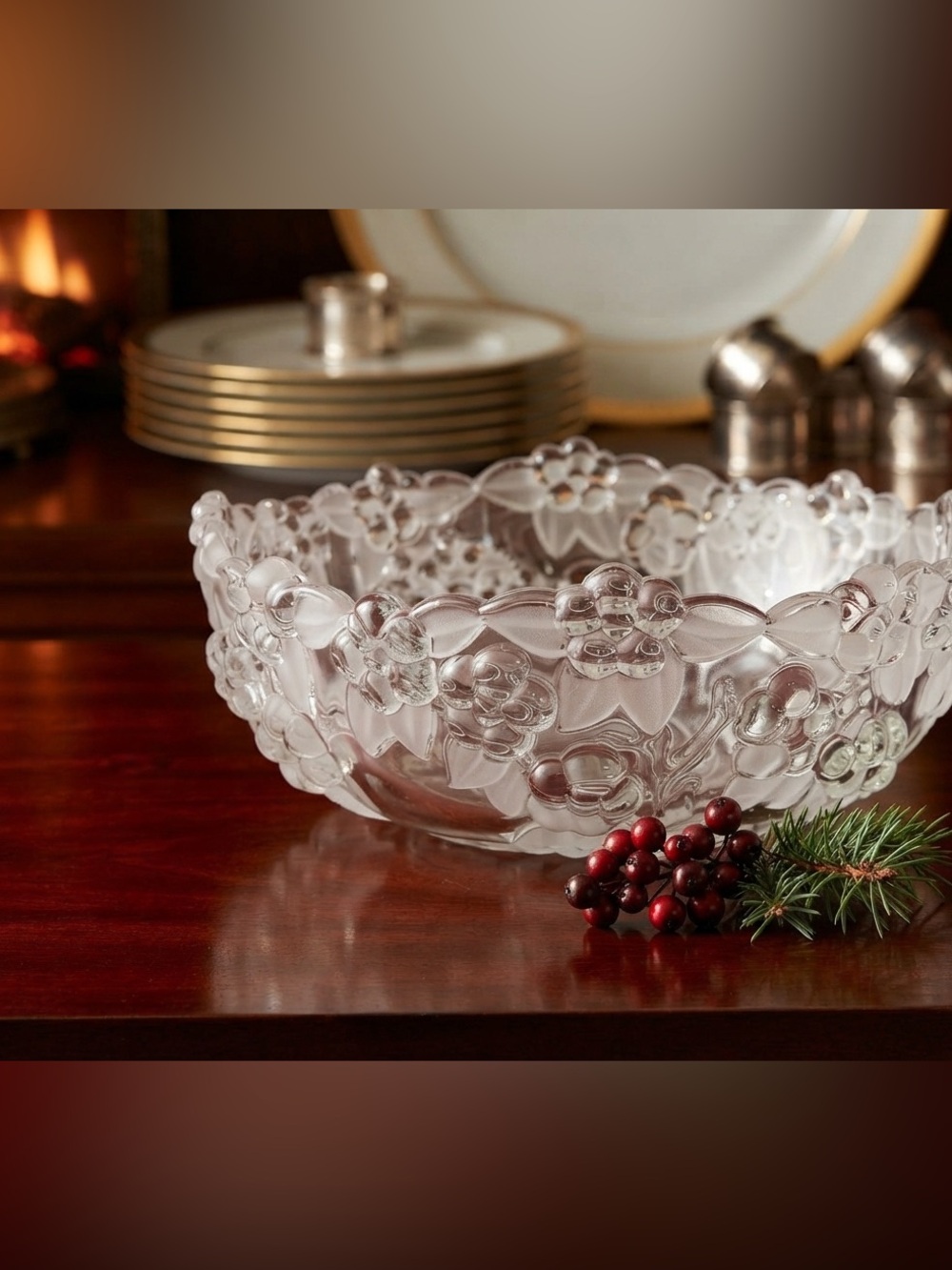 Vintage Mikasa Walther  clear and frosted crystal glass hostess serving bowl